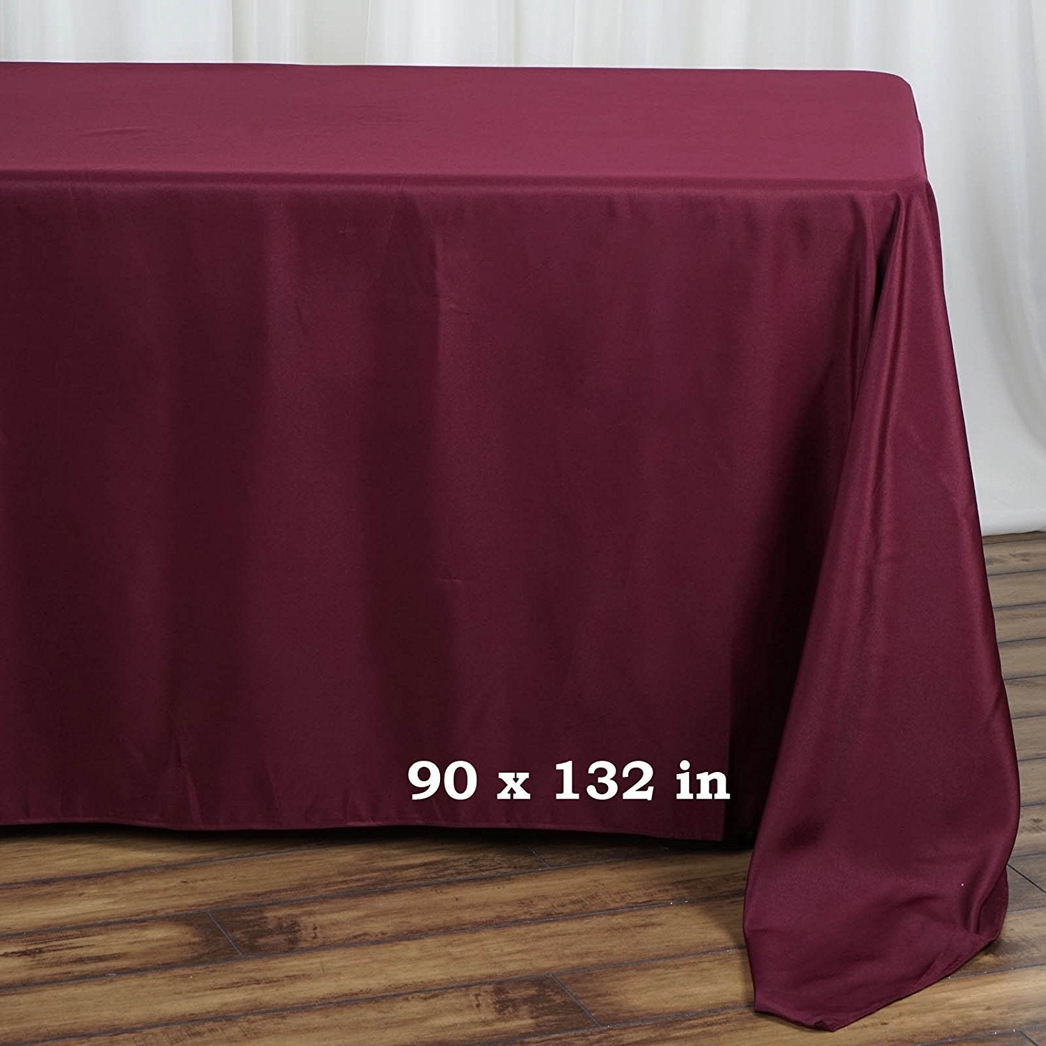 Balsacircle 90X132-Inch Burgundy Rectangle Polyester Tablecloth Table Cover Linens For Wedding Party Events Kitchen Dining